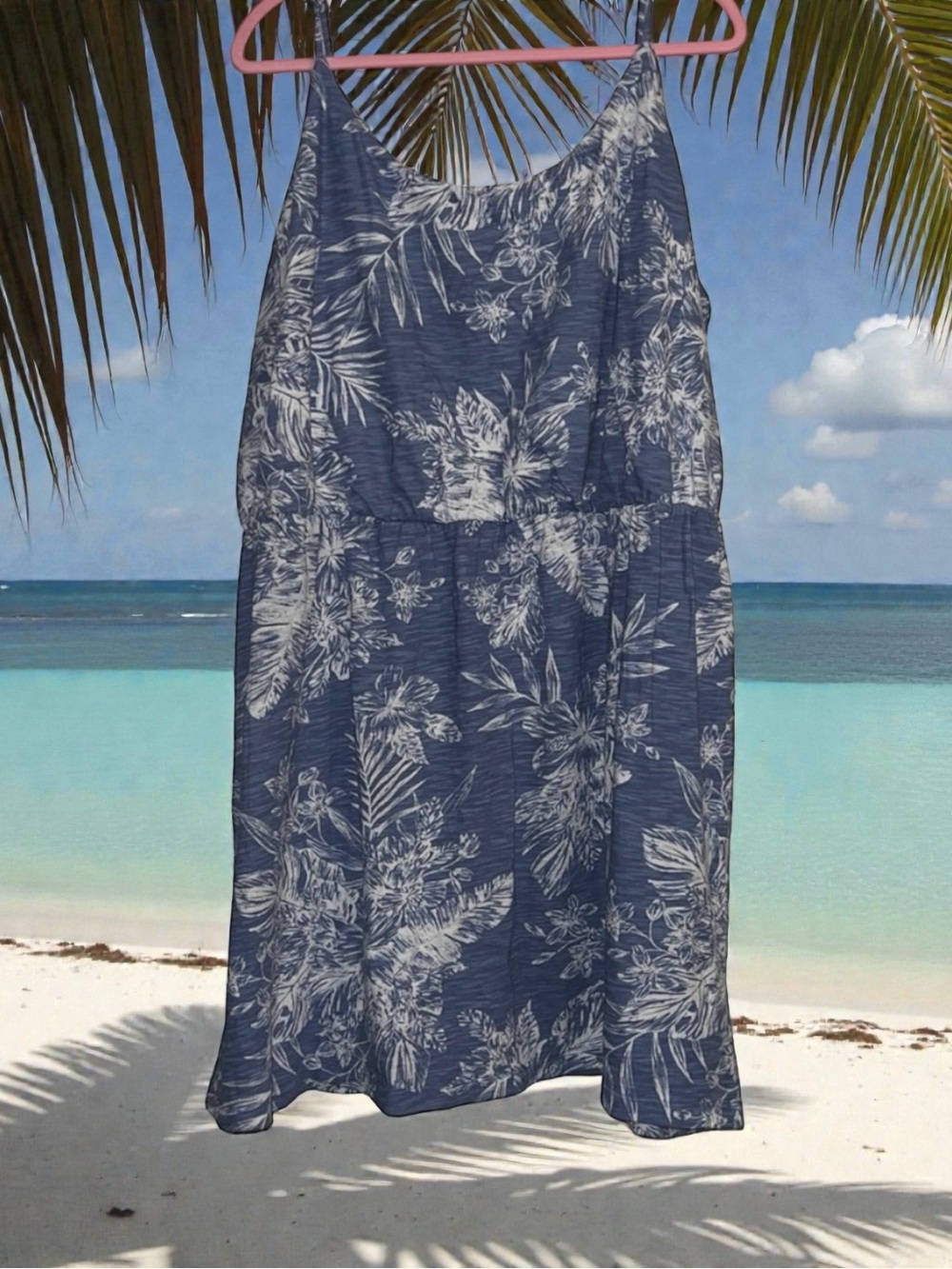 Old Navy Blue and White Floral Midi Dress
